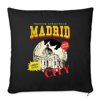 Madrid Espagne City Skyline Vintage Rétro - Housse de coussin décorative 45 x 45 cm - noir - Devant