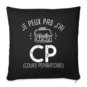 je peux pas j ai CP rentréee des classes école - Housse de coussin décorative 45 x 45 cm - noir - Devant