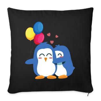 Penguins with Balloons - Sofa pillowcase 17,3'' x 17,3'' (45 x 45 cm) - black - Front