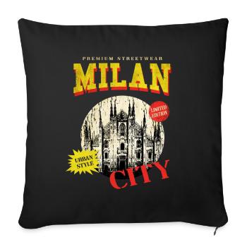 Milan Milan Italy City Skyline Vintage Retro - Sofa pillowcase 17,3'' x 17,3'' (45 x 45 cm) - black - Front
