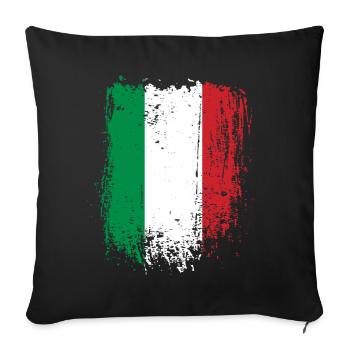 Drapeau de l’Italie Pinceau Grunge - Housse de coussin décorative 45 x 45 cm - noir - Devant
