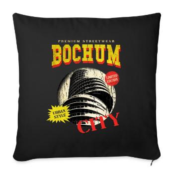 Bochum Allemagne City Skyline Vintage Rétro - Housse de coussin décorative 45 x 45 cm - noir - Devant
