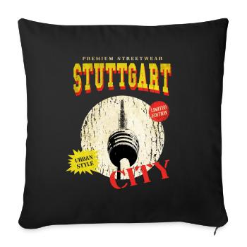 Stuttgart Germany City Skyline Vintage Retro - Sofa pillowcase 17,3'' x 17,3'' (45 x 45 cm) - black - Front