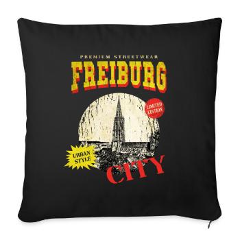 Freiburg Germany City Skyline Vintage Retro - Sofa pillowcase 17,3'' x 17,3'' (45 x 45 cm) - black - Front