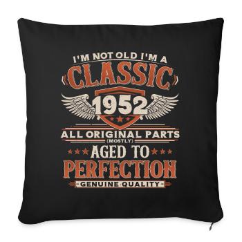 1952 Vintage Vintage Cadeau d’Anniversaire Rétro - Housse de coussin décorative 45 x 45 cm - noir - Devant
