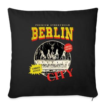 Berlin Germany City Skyline Vintage Retro - Sofa pillowcase 17,3'' x 17,3'' (45 x 45 cm) - black - Front