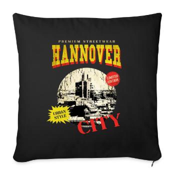 Hanovre Allemagne City Skyline Vintage Rétro - Housse de coussin décorative 45 x 45 cm - noir - Devant