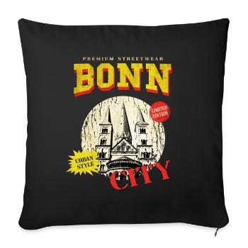 Bonn Deutschland Stadt Skyline Vintage Retro - Sofakissenbezug 45 x 45 cm - Schwarz - Vorne