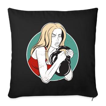 Bodybuilder Leg Day Girl Kettlebells Fitness - Housse de coussin décorative 45 x 45 cm - noir - Devant