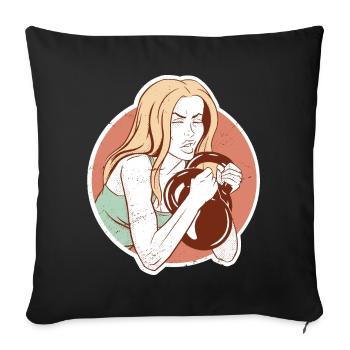 Bodybuilder Leg Day Girl Kettlebells Fitness - Housse de coussin décorative 45 x 45 cm - noir - Devant