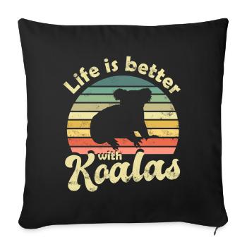 Koala Koala Bear - Sofa pillowcase 17,3'' x 17,3'' (45 x 45 cm) - black - Front