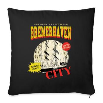 Bremerhaven Allemagne City Skyline Vintage - Housse de coussin décorative 45 x 45 cm - noir - Devant