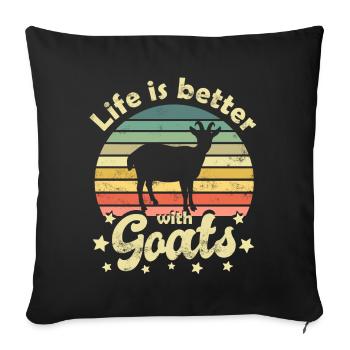 Goat Goats - Sofa pillowcase 17,3'' x 17,3'' (45 x 45 cm) - black - Front