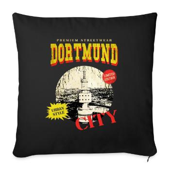 Dortmund Deutschland Stadt Skyline Vintage Retro - Sofakissenbezug 45 x 45 cm - Schwarz - Vorne