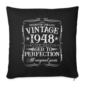 1948 millésime 75 ans cadeau d’anniversaire - Housse de coussin décorative 45 x 45 cm - noir - Devant