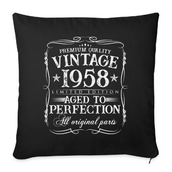 1958 vintage vintage 65 ans cadeau d’anniversaire - Housse de coussin décorative 45 x 45 cm - noir - Devant
