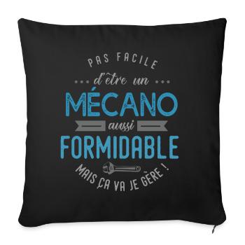 mécanisien mécano formidable - Housse de coussin décorative 45 x 45 cm - noir - Devant