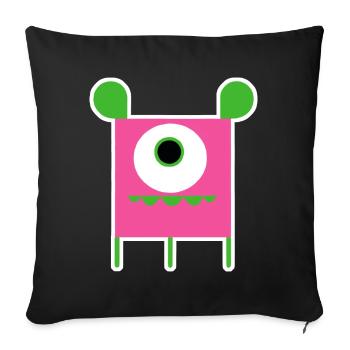 Pink Cyclops Monster | Funny Square Alien - Sofa pillowcase 17,3'' x 17,3'' (45 x 45 cm) - black - Front