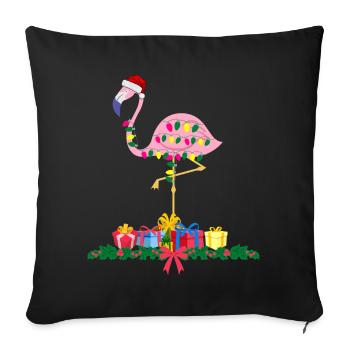 Flamingo-Weihnachten. Weihnachtsgeschenk - Sofakissenbezug 45 x 45 cm - Schwarz - Vorne