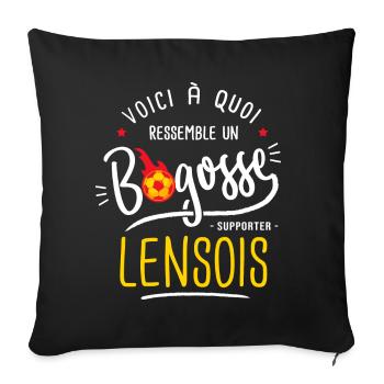 football lens bogosse foot supporter lensois - Housse de coussin décorative 45 x 45 cm - noir - Devant