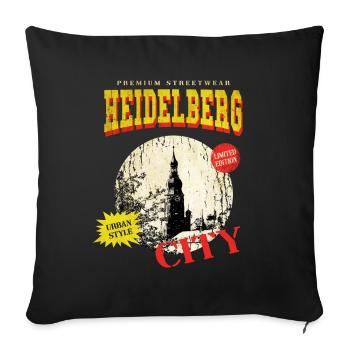 Heidelberg Allemagne City Skyline Vintage Retro - Housse de coussin décorative 45 x 45 cm - noir - Devant