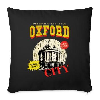 Oxford Angleterre Royaume-Uni City Skyline Vintage Rétro - Housse de coussin décorative 45 x 45 cm - noir - Devant