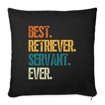 Meilleur Retriever Dog Servant Ever Distressed Retro - Housse de coussin décorative 45 x 45 cm - noir - Devant