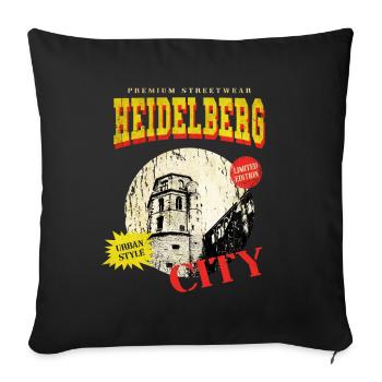 Heidelberg Germany City Skyline Vintage Retro - Sofa pillowcase 17,3'' x 17,3'' (45 x 45 cm) - black - Front