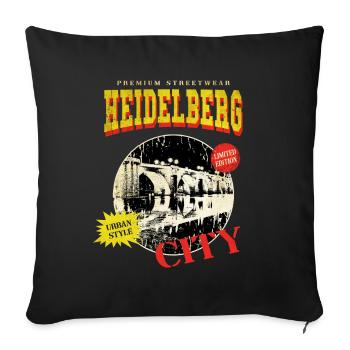 Heidelberg Germany City Skyline Vintage Retro - Sofa pillowcase 17,3'' x 17,3'' (45 x 45 cm) - black - Front
