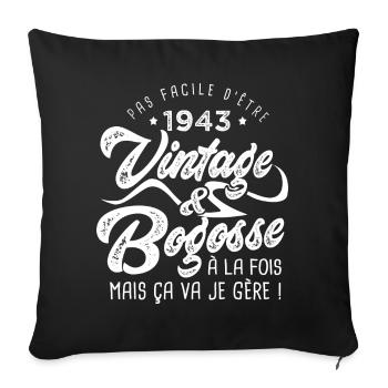 1943 Anniversaire vintage bogosse de 80 Ans - Housse de coussin décorative 45 x 45 cm - noir - Devant