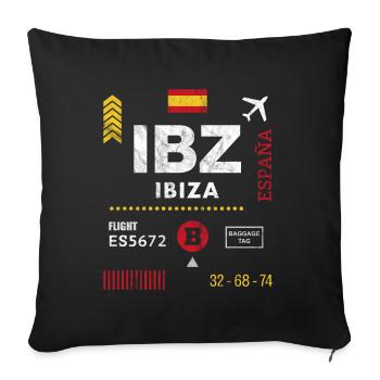 Ibiza airport tag - Sofa pillowcase 17,3'' x 17,3'' (45 x 45 cm) - black - Front