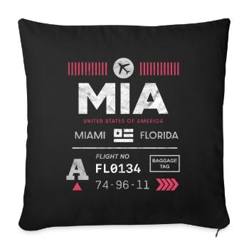 Etikett des Flughafens Miami - Sofakissenbezug 45 x 45 cm - Schwarz - Vorne