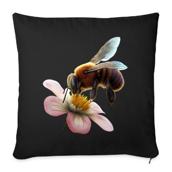 Bee on flower - Sofa pillowcase 17,3'' x 17,3'' (45 x 45 cm) - black - Front