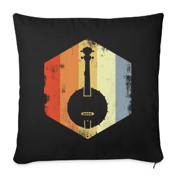 Dessin Banjo Vintage - Housse de coussin décorative 45 x 45 cm - noir - Devant