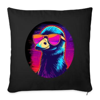 Synthwave Vogel mit Brille - Sofakissenbezug 45 x 45 cm - Schwarz - Vorne