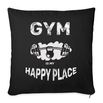 Gym is my happy placeSport Therapy Fitness - Sofa pillowcase 17,3'' x 17,3'' (45 x 45 cm) - black - Front