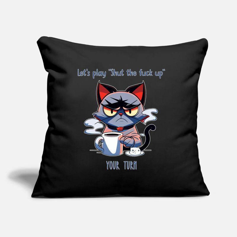 Grimmige Katze Kaffee Sarkasmus Spruch Sofakissenbezug 45 x 45 cm