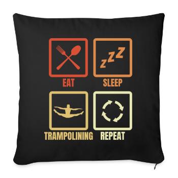 Eat Sleep Trampoline Repeat - Sofakissenbezug 45 x 45 cm - Schwarz - Vorne