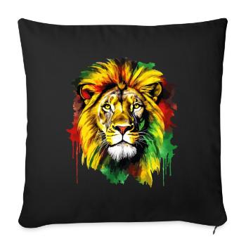 Lion Jamaïque Couleurs Reggae Rasta Rastafari Animal - Housse de coussin décorative 45 x 45 cm - noir - Devant
