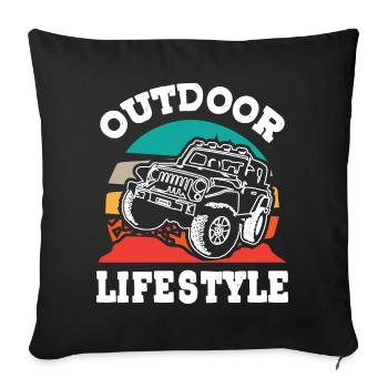 Jeeps Adventure Offroad - Sofakissenbezug 45 x 45 cm - Schwarz - Vorne