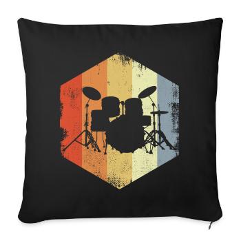 Vintage Drums Sketch - Sofa pillowcase 17,3'' x 17,3'' (45 x 45 cm) - black - Front