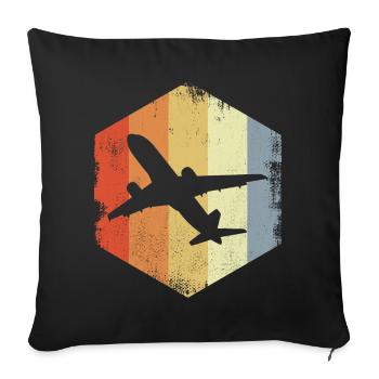 Avion à réaction vintage - Housse de coussin décorative 45 x 45 cm - noir - Devant