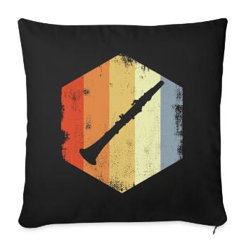 Dessin de clarinette vintage - Housse de coussin décorative 45 x 45 cm - noir - Devant