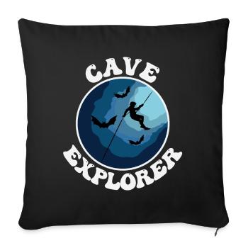 Cave Explorer - Caver Caving Potholing Speleology - Sofa pillowcase 17,3'' x 17,3'' (45 x 45 cm) - black - Front