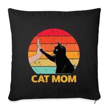 Cat Mom - Cat High Five - Sofa pillowcase 17,3'' x 17,3'' (45 x 45 cm) - black - Front