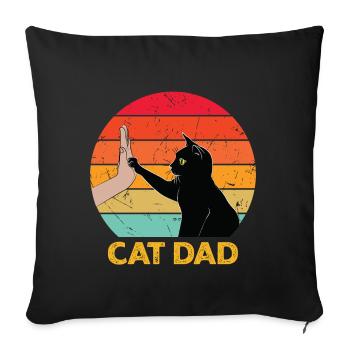 Cat Dad - Cat High Five - Sofa pillowcase 17,3'' x 17,3'' (45 x 45 cm) - black - Front