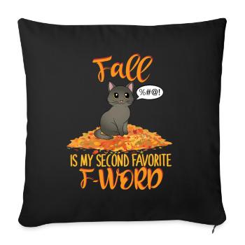L’automne est mon deuxième mot F préféré Cat - Housse de coussin décorative 45 x 45 cm - noir - Devant