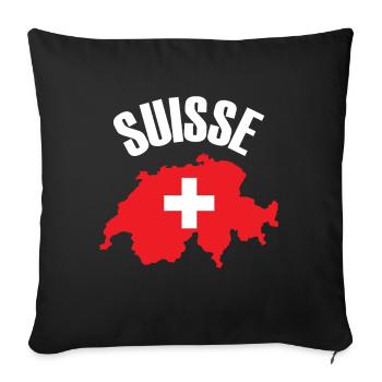 Suisse - Suisse Carte Drapeau Suisse - Housse de coussin décorative 45 x 45 cm - noir - Devant