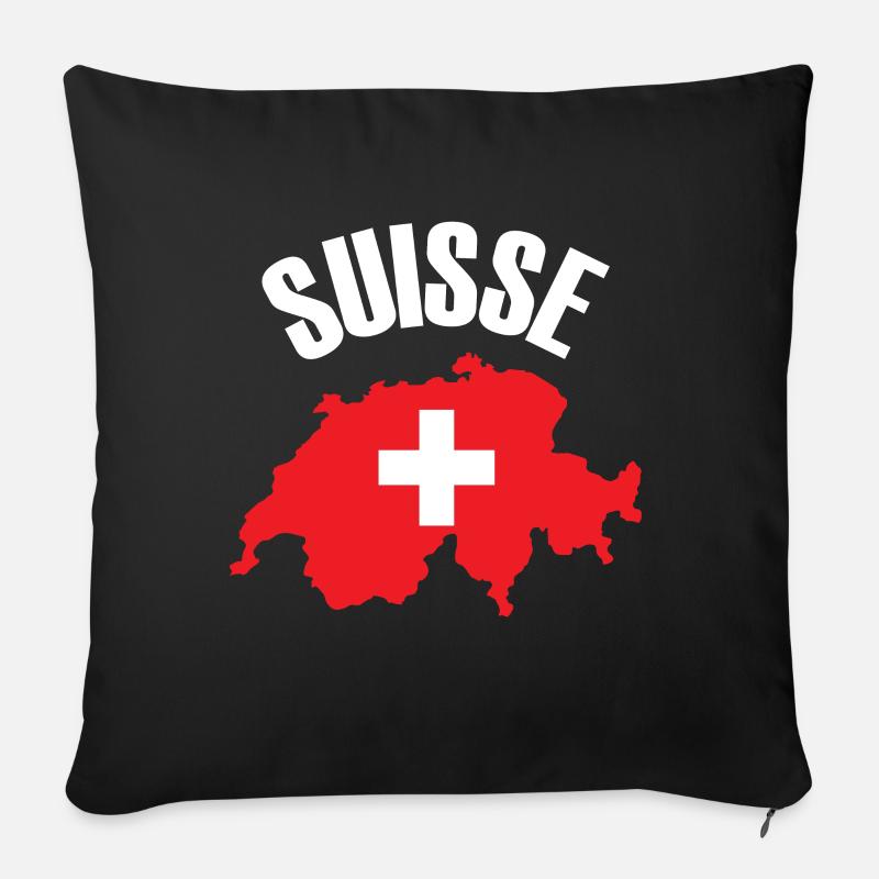 Schweiz - Schweiz Karte Schweizer Flagge - Sofakissenbezug 45 x 45 cm - Schwarz