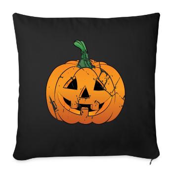 Citrouille Jack-O-Lantern - Housse de coussin décorative 45 x 45 cm - noir - Devant